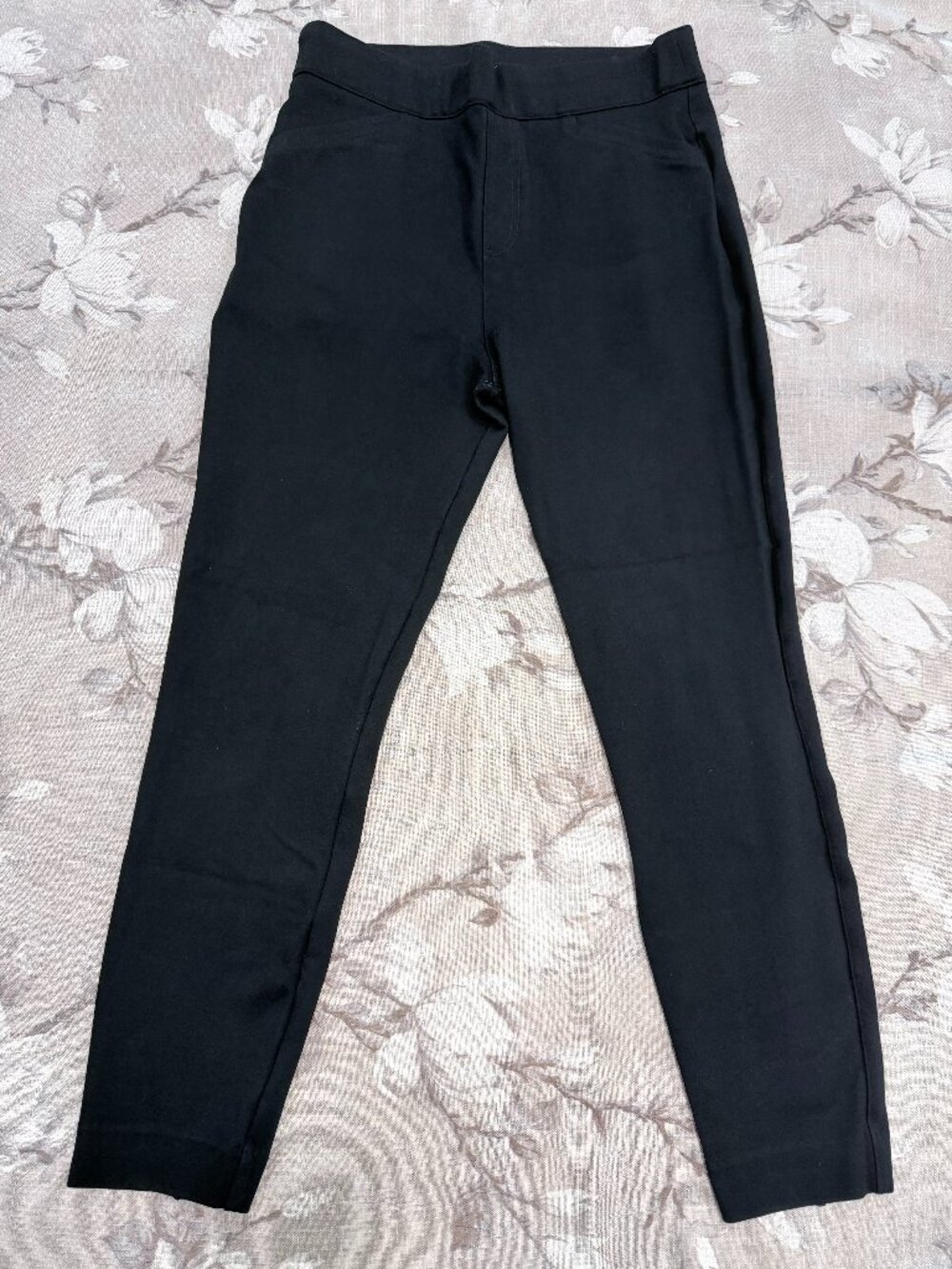 SPANX Black Ponte Leggings Pants L/G Tall Pull On Ankle Slit